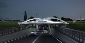 Brug met unieke verlichting in fietssnelweg Enschede